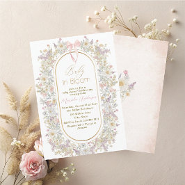 Invitación Bebé color agua elegante en flores rosadas B