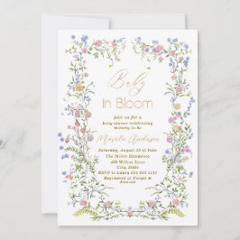Invitación Bebé color agua elegante en flores rosadas B