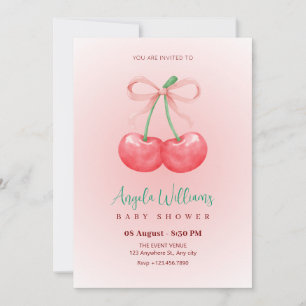 Invitación Bebé con arco de color rojo
