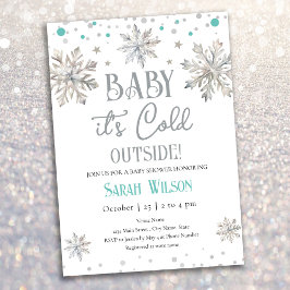 Invitación Bebé con copas de nieve hace frío fuera de Baby Sh