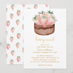 Invitación Bebé con Cupcake de Fresa Dulce como una Baya en l