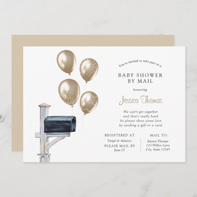 Invitación Bebé con ducha a larga distancia por correo (Anverso / Reverso)