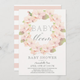 Invitación Bebé con flores de cerezo en Baby Shower virtual e