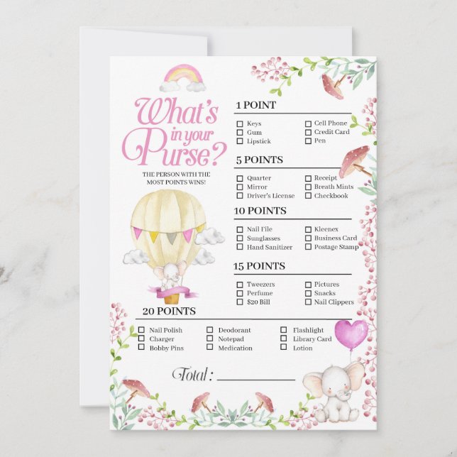 Invitación Bebé con globo de aire caliente ¿Qué hay en tu jue (Anverso)