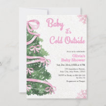 Bebé con lazo rosa, está frío afuera, Baby Shower