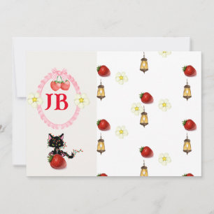 Invitación Bebé con Monograma Personalizado de Fresa