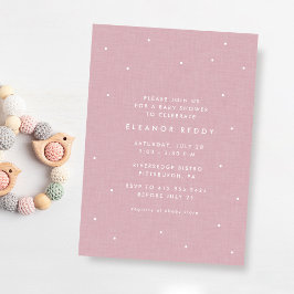 Invitación Bebé con simpáticos y sencillos lunares rosados en