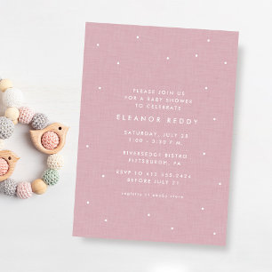 Invitación Bebé con simpáticos y sencillos lunares rosados en