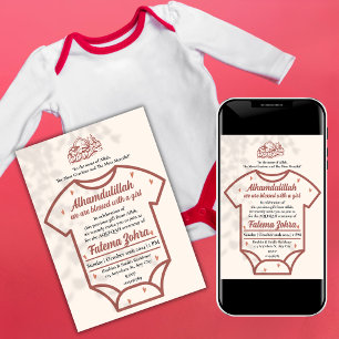 Invitación Bebé con traje de bebé Aqeeqah islámico musulmán
