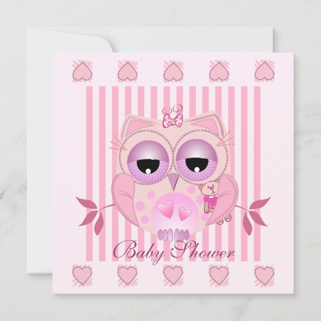 Invitación Bebé con una linda nena Lechuza (Anverso)