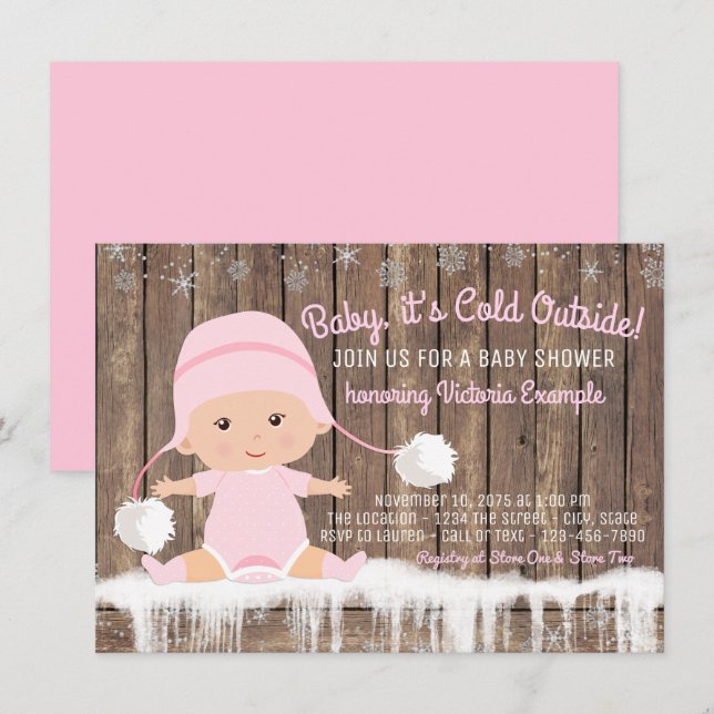 Invitación Bebé copo de nieve es frío afuera Baby Shower (Anverso / Reverso)