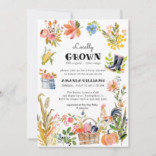 Invitación Bebé crecido localmente   Baby Shower del mercado 