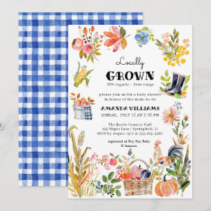Invitación Bebé crecido localmente   Baby Shower del mercado 
