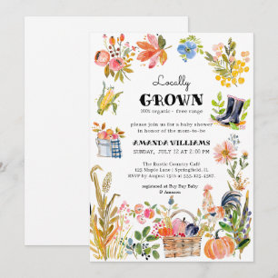Invitación Bebé crecido localmente   Baby Shower del mercado 