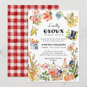 Invitación Bebé crecido localmente   Baby Shower del mercado 