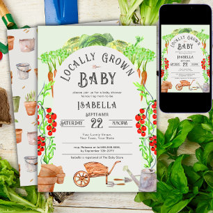 Invitación Bebé Criado Localmente, Baby Shower de Mercado de