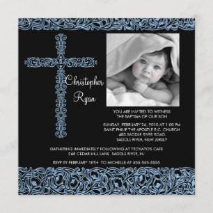 Invitación Bebé cruzado de Inviation del bautismo de la foto