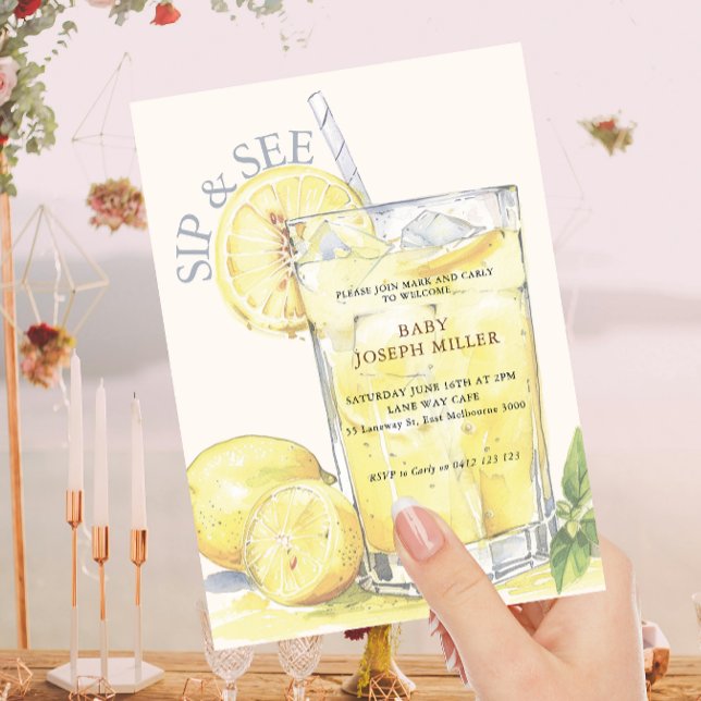 Invitación Bebé Cuido Lemonade Sip Y Ver Baby Shower (Subido por el creador)
