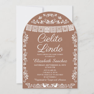 Invitación Bebé Cumple Cielito Lindo Terracota Papel Picado