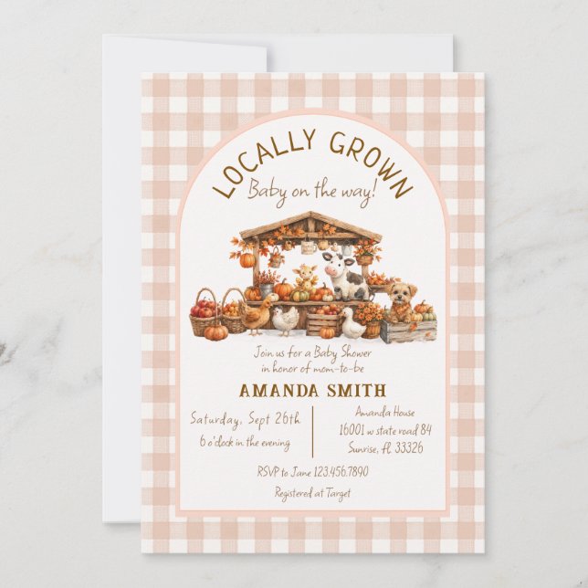 Invitación Bebé Cumple Local de Granjas Shower (Anverso)