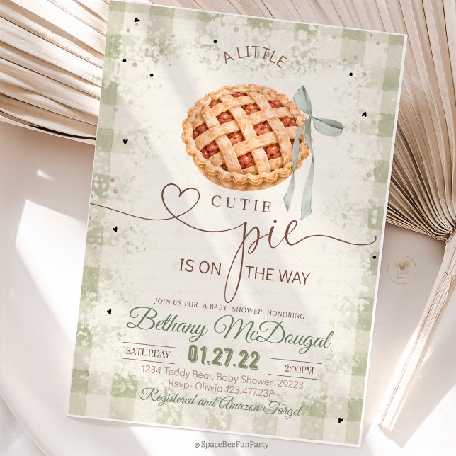 Invitación Bebé Cutie Pie Cumpleaños de Acción de Gracias de  (cutie pie baby, baby shower invite, fall baby shower, autumn baby shower, thanksgiving baby, pumpkin)