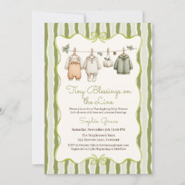 Invitación Bebé de Acción de Gracias Shower Niña | Ropa acoge