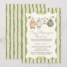 Invitación Bebé de Acción de Gracias Shower Niña | Ropa acoge