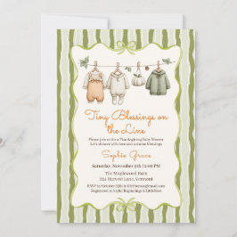 Invitación Bebé de Acción de Gracias Shower Niña | Ropa acoge
