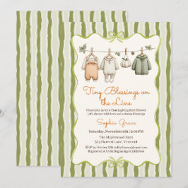 Invitación Bebé de Acción de Gracias Shower Niña | Ropa acoge