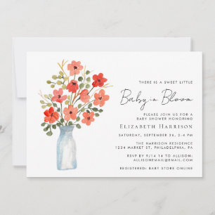 Invitación Bebé de acuarela floral en Baby Shower en flor