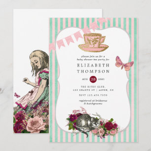 Invitación Bebé de Alicia en el País de las Maravillas Té Fie