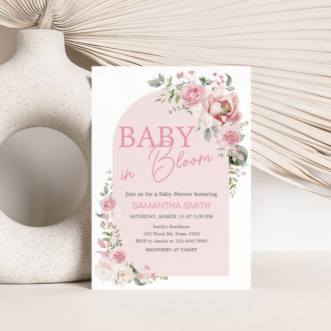 Invitación Bebé de arco floral en Baby Shower en flor (Baby in Bloom Floral Arch Baby Shower Invitation)