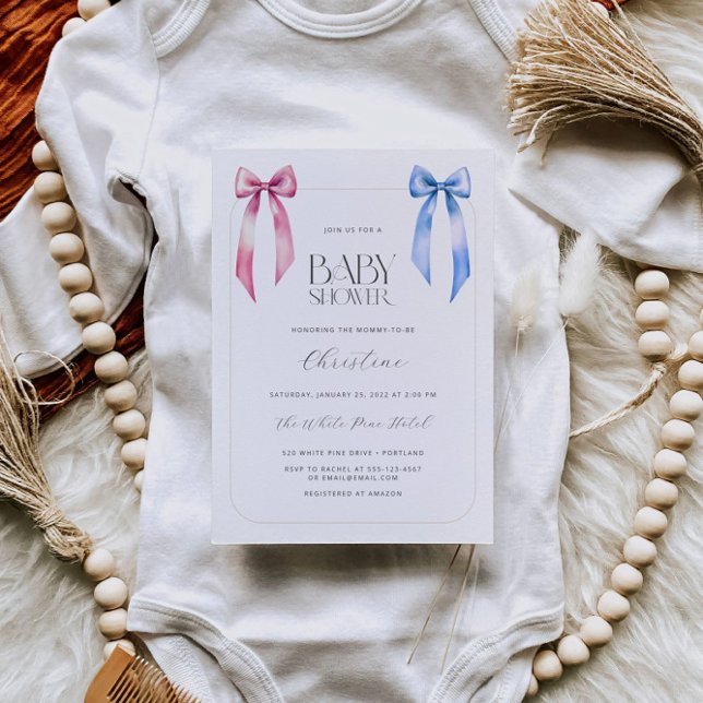 Invitación Bebé de Arco Rosa y Azul Shower de Género Neutral (Subido por el creador)