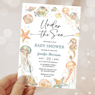Invitación Bebé de Bajo del Mar Ducha de Bebé Género Neutral
