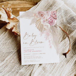 Invitación Bebé de boho femenino en una ducha floral en Pampa