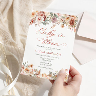 Invitación Bebé de boho floral en Baby Shower en flor