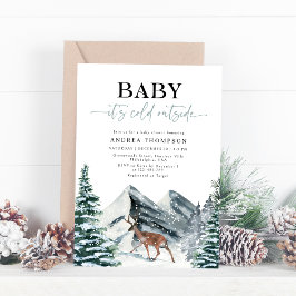 Invitación Bebé de bosque de invierno hace frío fuera de Baby