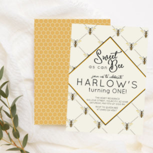 Invitación Bebé de burbuja ventilado Bee Bee Primer cumpleaño