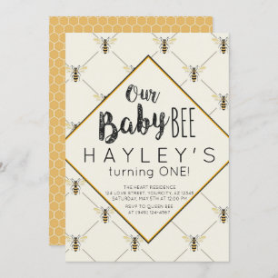 Invitación Bebé de burbuja ventilado Bee Bee Primer cumpleaño