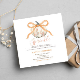 Invitación Bebé de calabaza blanca rociar Bow Gingham