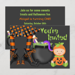 Invitación Bebé de calabaza de Halloween 1º cumpleaños