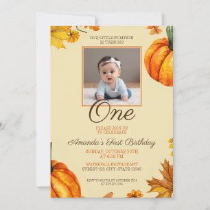 Invitación Bebé de calabaza fotográfica lindo Primer cumpleañ