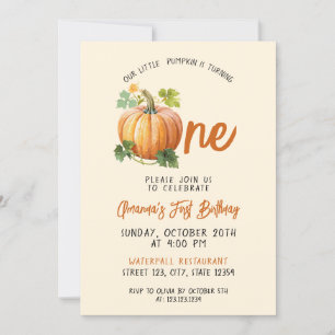 Invitación Bebé de calabaza juguetón Primer cumpleaños