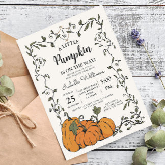 Invitación Bebé de calabaza vintage género neutral Shower