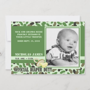 Invitación Bebé de camo/ verde