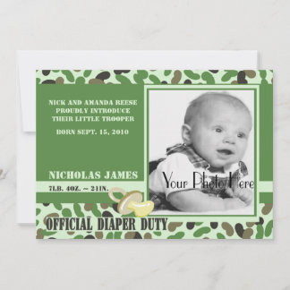 Invitación Bebé de camo/ verde