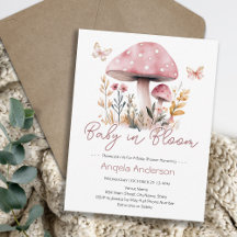 Bebé de champiñón de Woodland rosa en Baby Shower