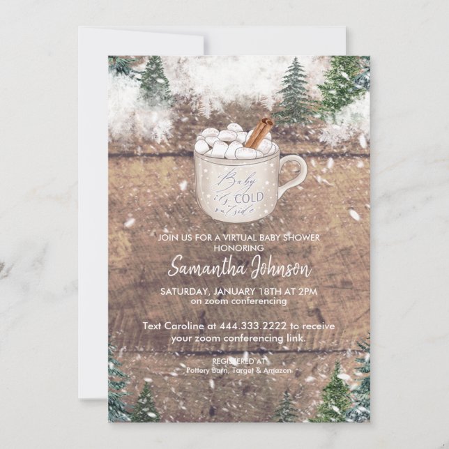 Invitación Bebé de chocolate caliente hace frío fuera del azu (Anverso)