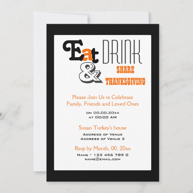 Invitación Bebé de comer Fiesta de cumpleaños de Acción de Gr (Anverso)