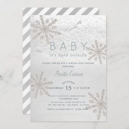 Invitación Bebé de copo de nieve con Baby Shower virtual frío